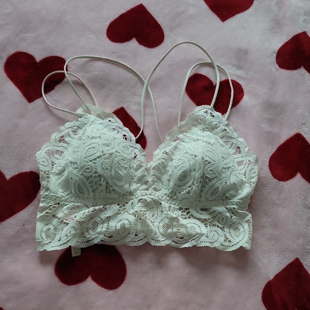 PINK Victoria's Secret Cream Lace Bralette with Double Straps
